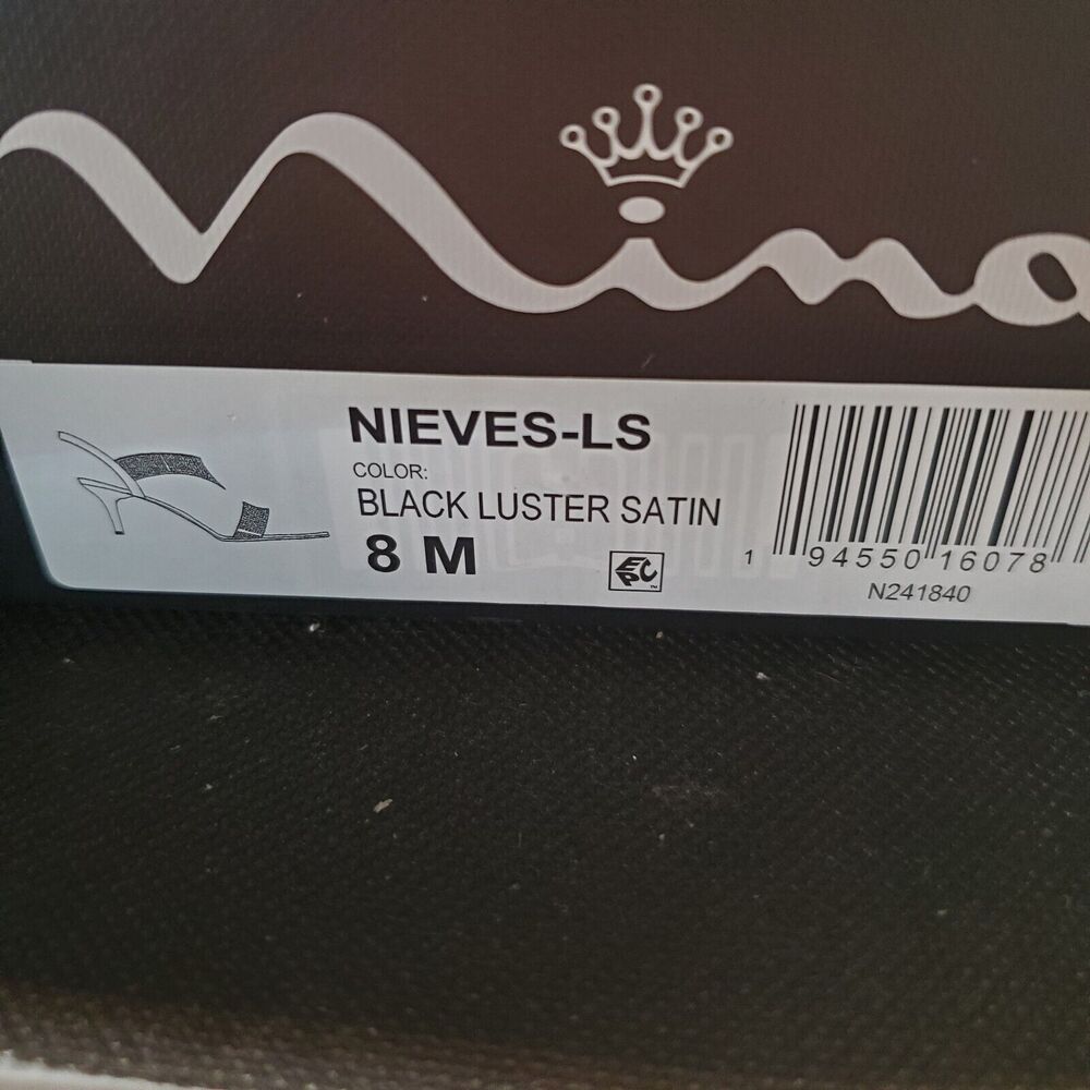 Nina Shoes Nieves Rhinestone Slingback Womens Black Luster Satin Dress Size 8 - Picture 8 of 8